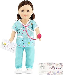 Emily Rose 18 Inch Doll Clothes 6-PC Doctor Vet Nurse Scrubs & Accessories 18" Doll Gift Playset, Including Stethoscope | Double Reinforced Stitching | USA American Business