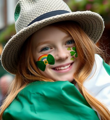 St. Patrick\'s Day Temporary Tattoos for Kids & Adults, 120 Irish Shamrock, Leprechaun, Gold Coins, Beer Mug Designs Waterproof & Easy to Apply Party Favors for Parade, School, Photo Booth, Cosplay - Thumbnail 3