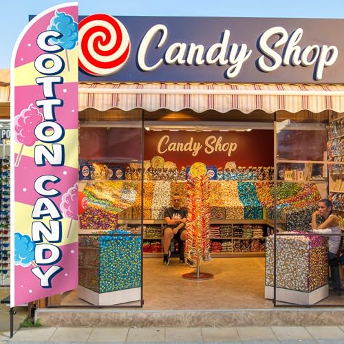 Remagr 2.5 x 12 ft Cotton Candy Feather Flag Cotton Candy Banner Sign Swooper Flag for Business Party Carnivals, Without Pole Kit by Remagr - Image 6