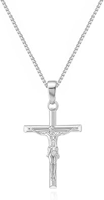 Rnivida Gold Plated Crucifix Cross Pendant Necklace for Men Women, Catholic Jewelry