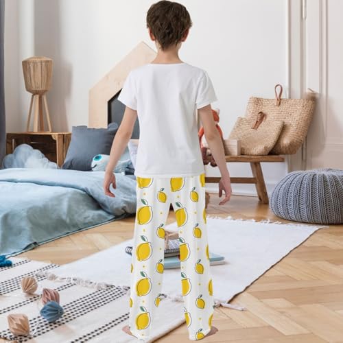 Boy's Pants Yellow Lemon Dot Jogger Pants Elastic Waist Long Bottoms Trousers with Pockets 6-14 Years3