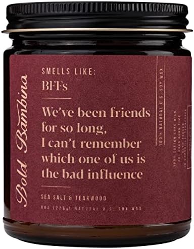 Smells Like Gift Candle for Women Holiday Gift, Bestie, Coworker, Female, Sister, Best Friend Candle, Friendship Candle, All Natural Soy Wax Candle, 8oz- Made in The USA (Sea Salt & Teakwood)