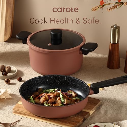 CAROTE Non Stick Pots and Pans Set, Cookware Sets Nonstick 16 Piece, Kitchen Cooking Set with Stay-Cool Handles,with Silicone Tools and Pot Protectors - Image 6