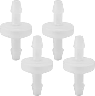 4 Pack Plastic Check Valve, 6MM White One-Way Barb Hose | Micro Diaphragm, For Fuel, Oil, Water and Air