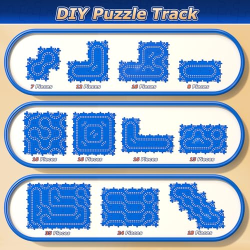 Toddler Toys for 3 4 5 6 Year Old Boys Kids Girls, 96 Pcs Puzzle Track Car Set for Kids Boys Toddlers 3-5 4-6, 4-Tier Puzzle Race Tracks Car Toys Set, Race Track Birthday for Toddlers