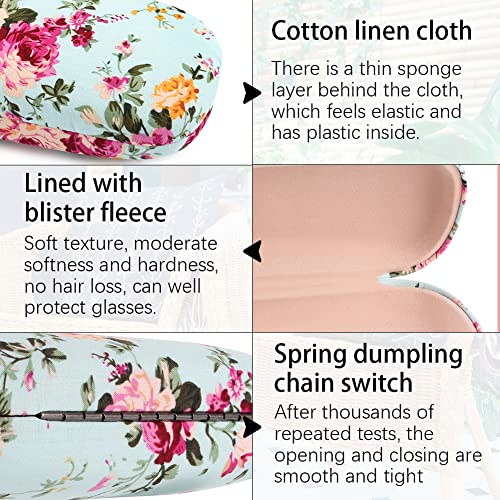 Image of Glasses Case Hard Shell Eyeglass Case for Women Fabrics Floral Retro Spectacle Case Box Portable