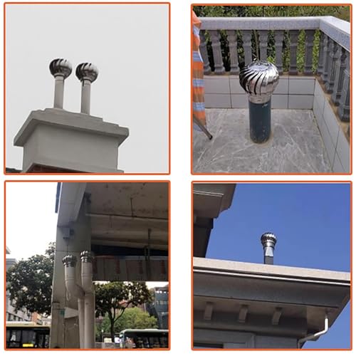 Sombrerete Giratorio para Chimenea, Acero Inoxidable 304, Ventilador Anti-Tiro descendente, Rejilla de ventilación Exterior Redonda, fácil de Instalar.
