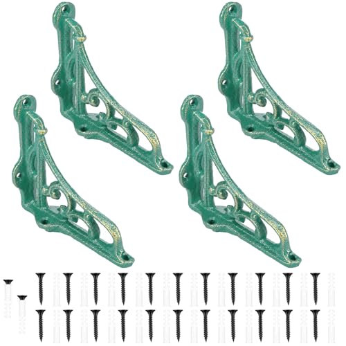 Otoolling 4 Pack 4-1/8 x 3-5/8 Shelf Bracket Decorative L Cast Iron Shelf