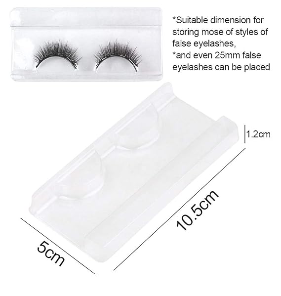 50 Pieces 25mm Rectangle Plastic Eyelash Trays Clear Lash Trays Holder Mink Lash Trays Eye Lash Tray for False Eyelashes Packaging Box Eyelash Storage Case Cosmetic Container Beauty Salons