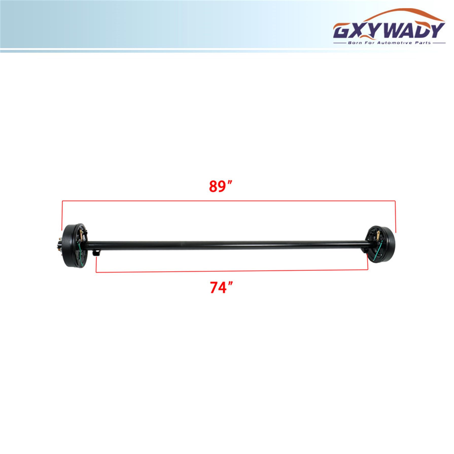 GXYWADY 3500lbs Trailer Axle Electric Brake 5 Lug 4.5 Inch Trailer Axle 89 Inch Hub Face 74 Inch Spring Center