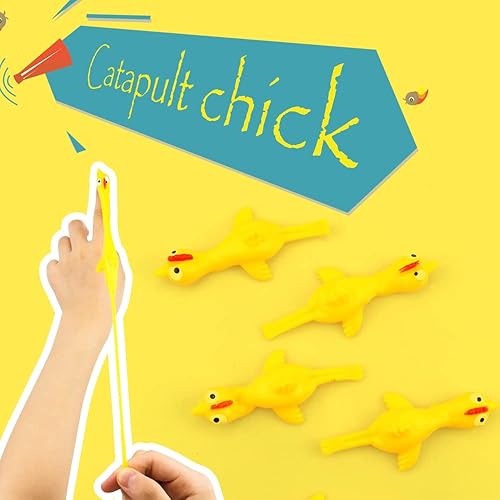 Miniatura 6 de TCOTBE Paquete de 10 pollos con tirachinas, pollo volador, divertido juego de Navidad, juego elástico para niños y niñas, recuerdo de fiesta,