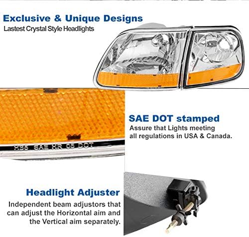 Miniatura 7 de Faros delanteros de repuesto cromados compatibles con Ford F-1501997-2002 Expedition 1997-2002