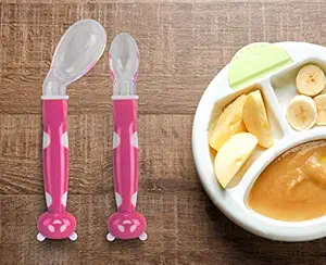 Kassy Pop Curated Just for You Babys Silicone Feeding Spoon (Pink)- Pack of 2