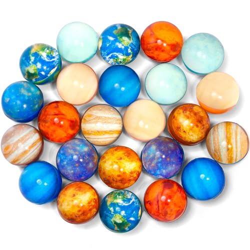 Pllieay 24 Hüpfbälle mit dem Thema Weltraum Sonnensystem Acht Planeten für Kinderpartys Geschenktütenfüllung 32 mm