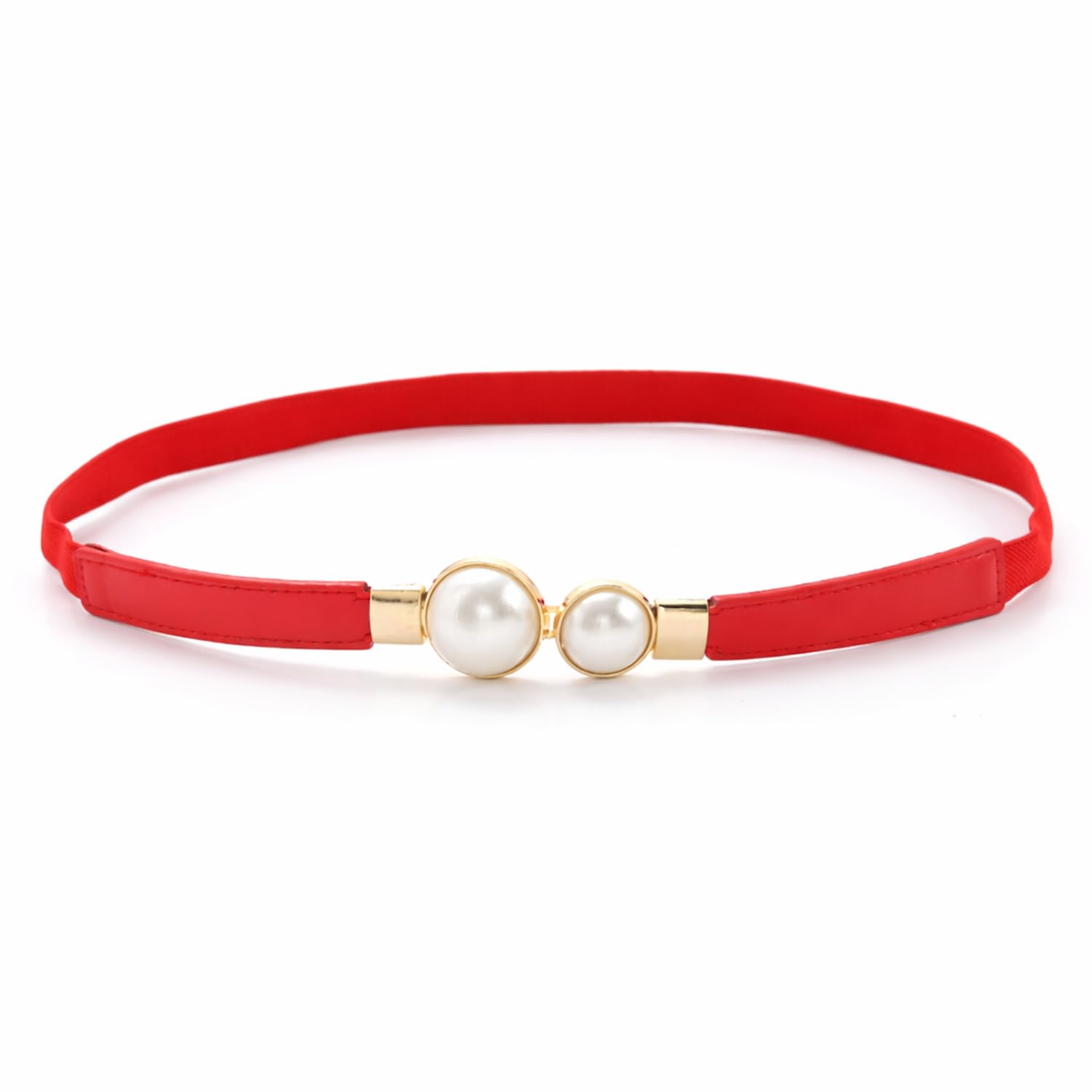 syga Women'S Stretchable Elegant Retro Pearl Buckle Elastic Waist Belt – Stylish Thin Design For Dresses, Sarees, And Jeans(Red)-picture-11