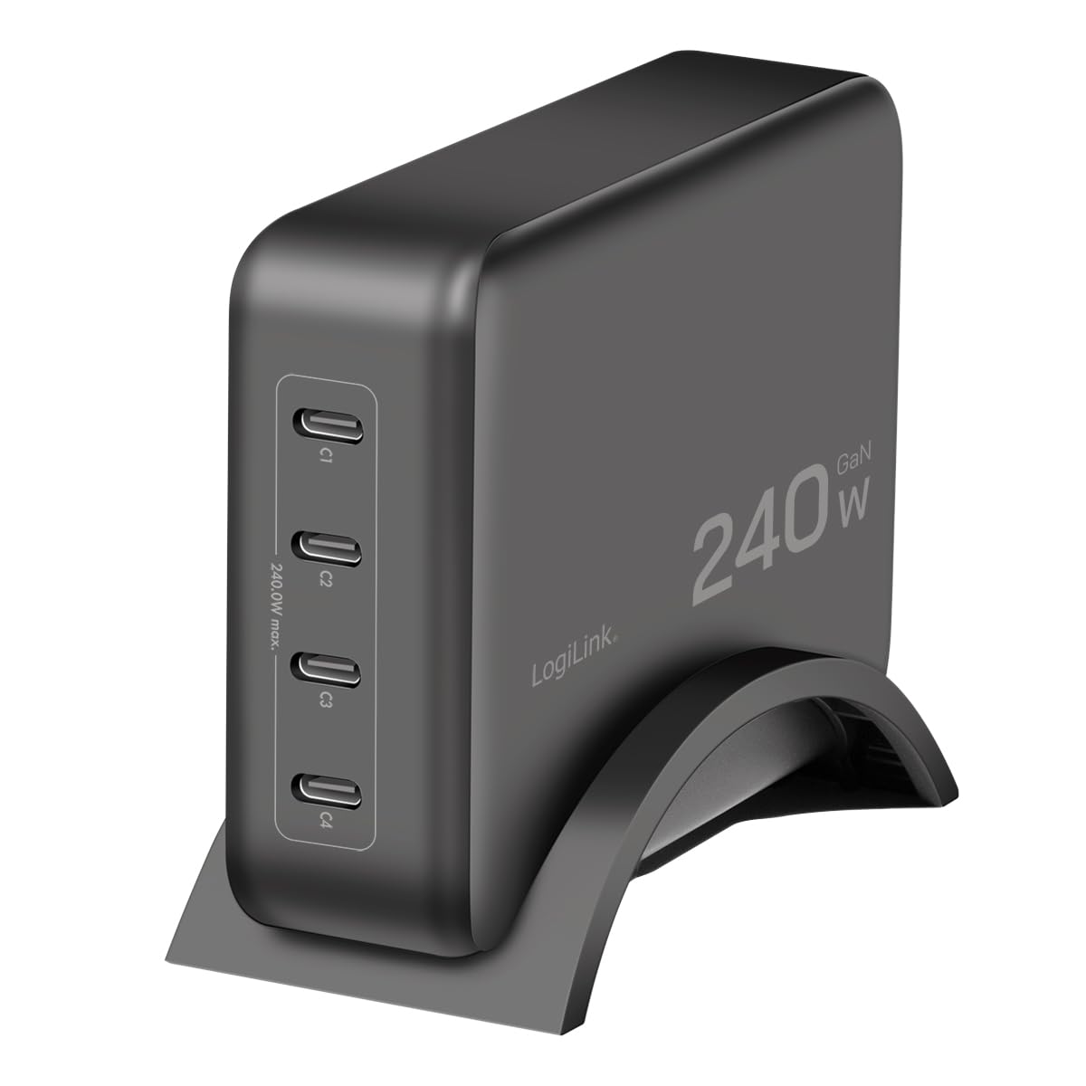 LogiLink PA0353 - Caricatore intelligente GaN (nitruro di gallio) 240 W, 4 x USB-C PD 3.1 (PowerDelivery)