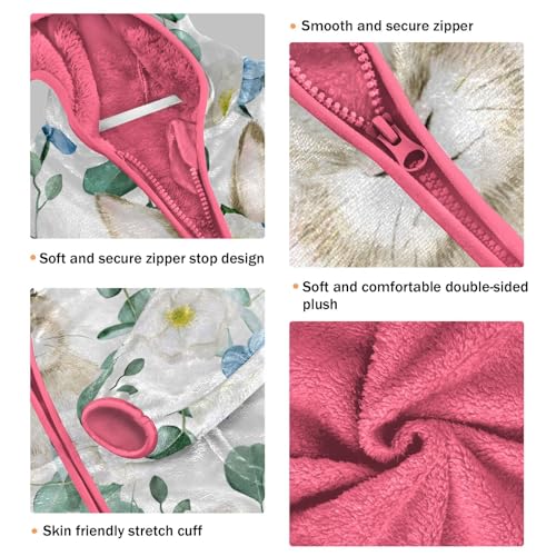 OTVEE Easter Bunny Spring Flowers Kids Hoodie Jacket Fall Spring Full Zip Warm Outwear Coat3