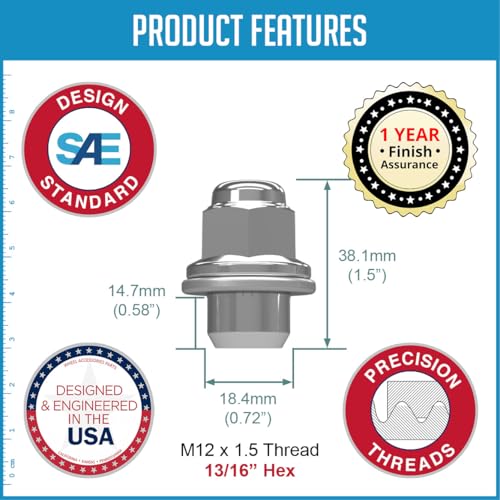 Image of Wheel Accessories Parts 60 Pcs M12x1.5 12x1.5 Thread OEM Factory Style Lug Nuts 1.5 inch Long Chrome 13 /16 inch 21mm Hex Fits Toyota Camry ｜ Corolla ｜ RAV4 ｜ Tacoma ｜ 90084-94001 ｜ 611-211