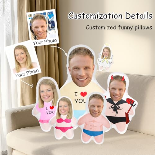 HOME'S FRIEND Personalisiert Kissen mit eigemen Foto,3D Gesicht Kissen Personalisiert 10/20/30/50/75 cm,Foto-Kissen Bedrucken Lassen,Lustige FOTOGESCHENK Für Freund