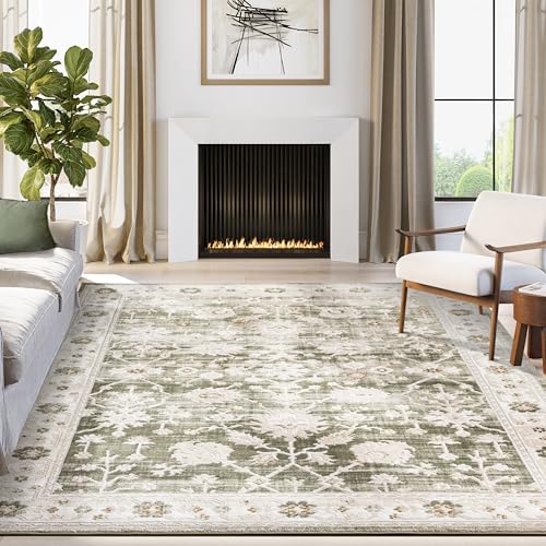 Tapete vintage verde floral Abani 7'9" x 10'2" miniatura 1