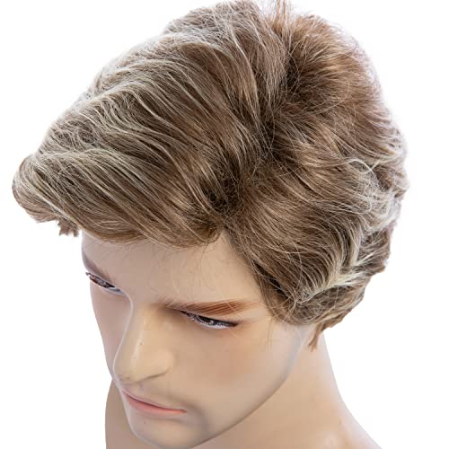 Beweig Men Short Blonde Wigs Short Layered Mixed Blonde Wig Synthetic Replacement Costume Halloween Natural Hair Wigs #TOP3