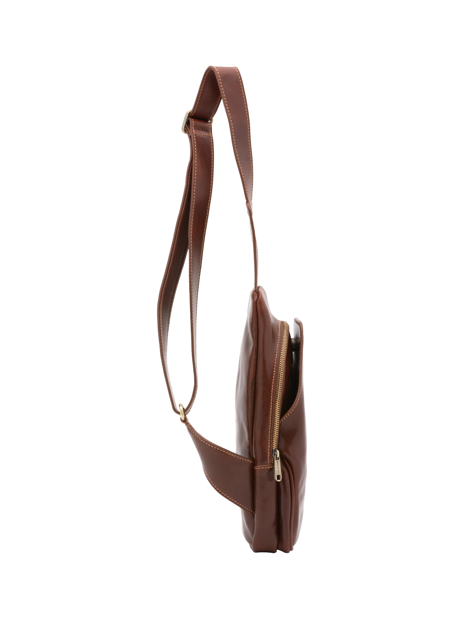Chiara Ferretti Marsupio da uomo In Vera pelle Made in Italy 33x17x7 cm 5570 Marrone