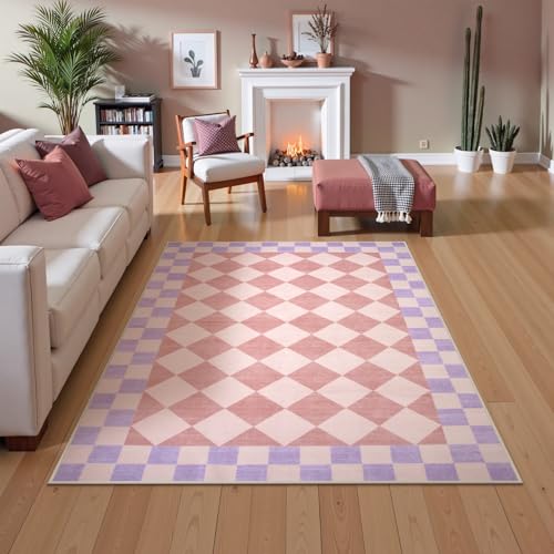 Tapete decorativo a cuadros 5x7 rosa para dormitorio