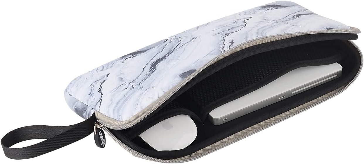 CM Neoprene Carrying Case Bag Protection Pouch Compatible with Magic Keyboard, Wireless Keyboard, Magic Mouse and Wireless Trackpad (White Marble Pattern) - Image 3