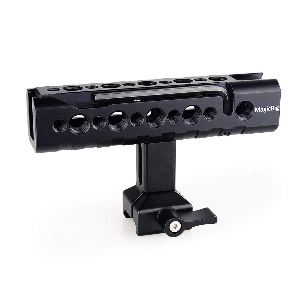 Quick Release Cheese NATO Side Handle(Slide up and Down) with Cold Shoe for DSLR Camera Cage Camcorder Cage Rig