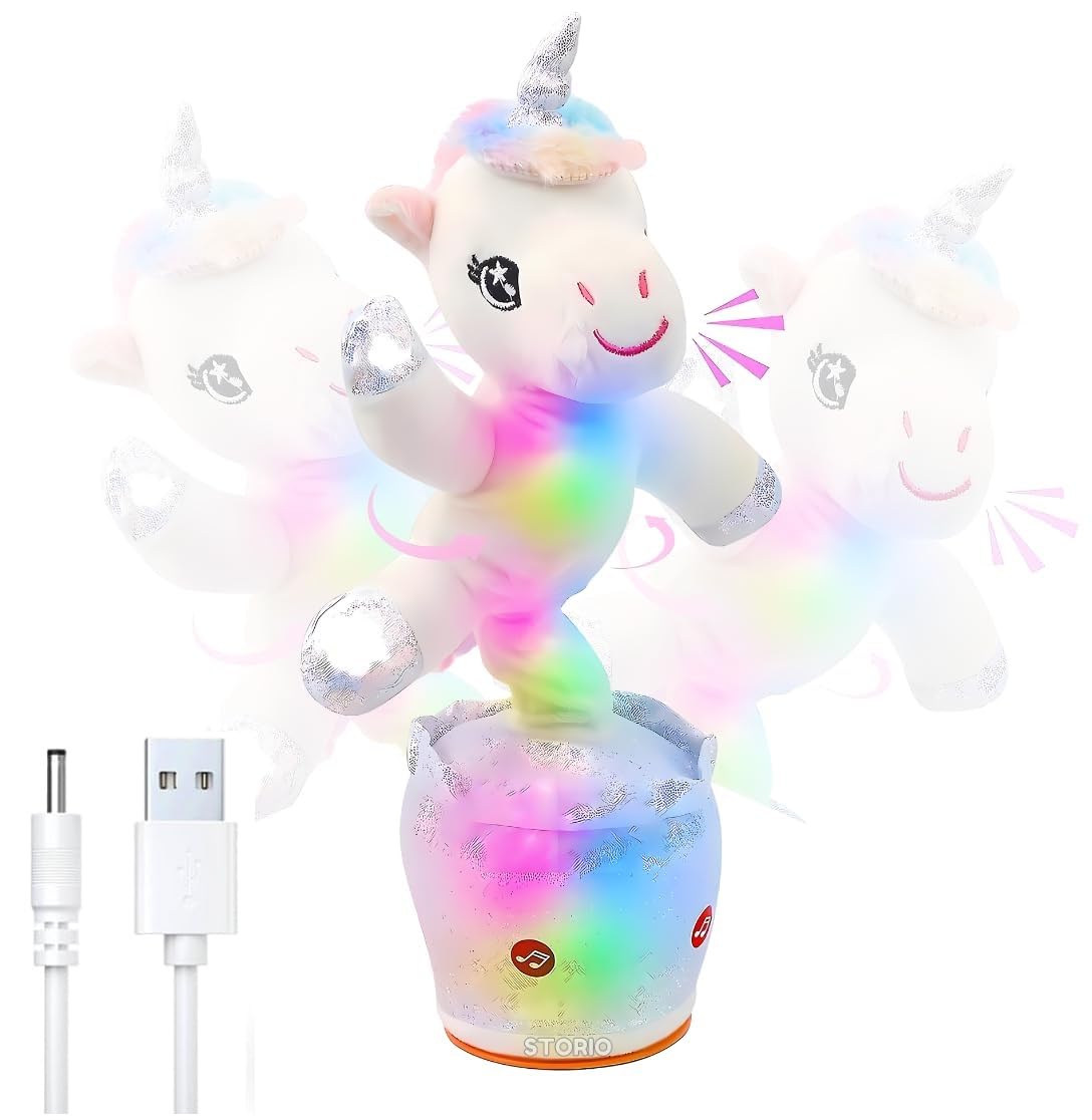 Bestie toys 14.5'' Glowing Dancing Unicorn Toy Repeats What You Say Talking Wriggle Singing Mimicking Twisting Electric Light Up Interactive Animated Toy Speaking Gifts for Kids-image-43