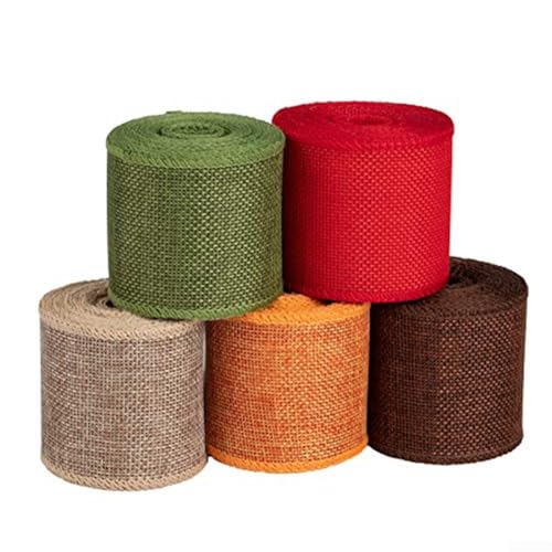 Colección de cintas de cáñamo deslumbrante, complemento perfecto para tus manualidades navideñas con cinco rollos de colores diferentes