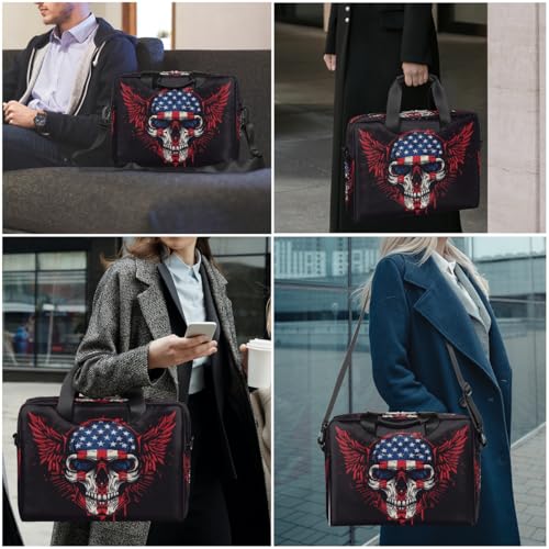 Maletín para laptop 15.6-16 pulgadas con diseño gótico y bandera americana miniatura 2