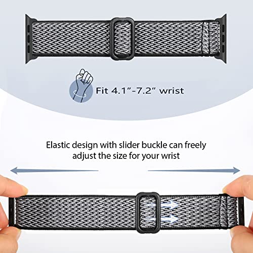 Image of 5 PACK Nylon Elastic Band Compatible with Apple Watch Bands 38MM 40MM 41MM 42MM 44MM 45MM for Women Men,Bold Adjustment Buckle iWatch Band for Series 8 /7 /6 /5 /4 /3 /2 /1 /SE