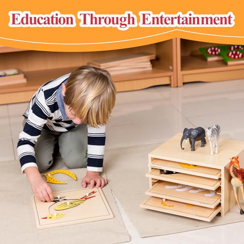 Image of MONTESSORI OUTLET Animal Puzzle Cabinet for 3-6 Years Montessori Education at School and Home