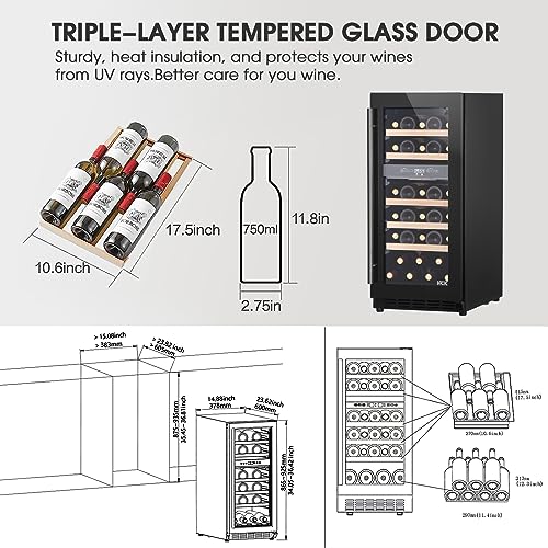 Hck SC-90WD Wine Fridge Dual Zone, Wine Cooler Refrigerator 15 Inch thumb #6