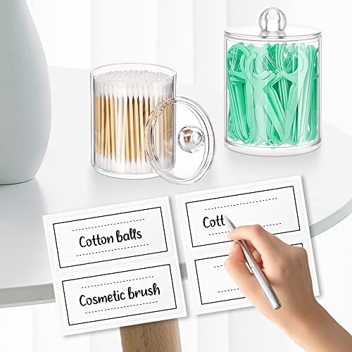 4 Pack Qtip Holder Dispenser - 10Oz, 12Oz Clear Plastic Apothecary Jars Set - Restroom Bathroom Makeup Organizers Containers For Floss, Cotton Ball, Cotton Swab, Cotton Round Pads, Hair Ties, Bath Salt #TOP7