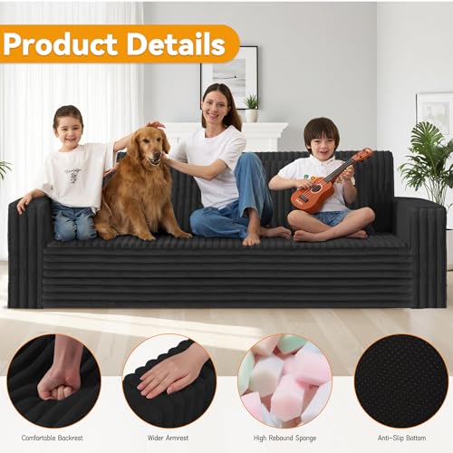 Image of HABUTWAY Folding Sofa Bed, 2 in 1 Convertible Sleeper Chair with 2 Pillows, Portable Fold Out Chair Bed with Armrest, Comfy Floor Couch, Lazy Sofa for Living Room Bedroom Dorm Home Office, Black