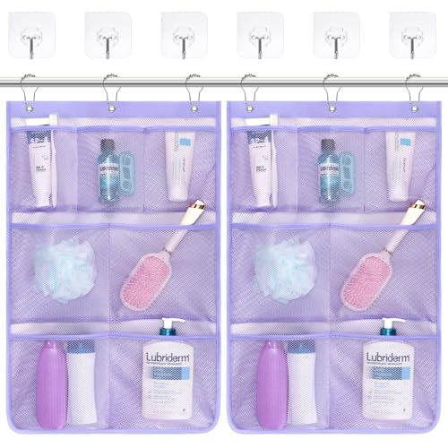 F-color Cruise Essentials 2026 - Mesh Shower Organizer Hanging with 7 Pockets for RV Gym Camping, Quick-Dry Portable Toiletry Bag with Metal Hooks for Bathroom Travel Toiletries