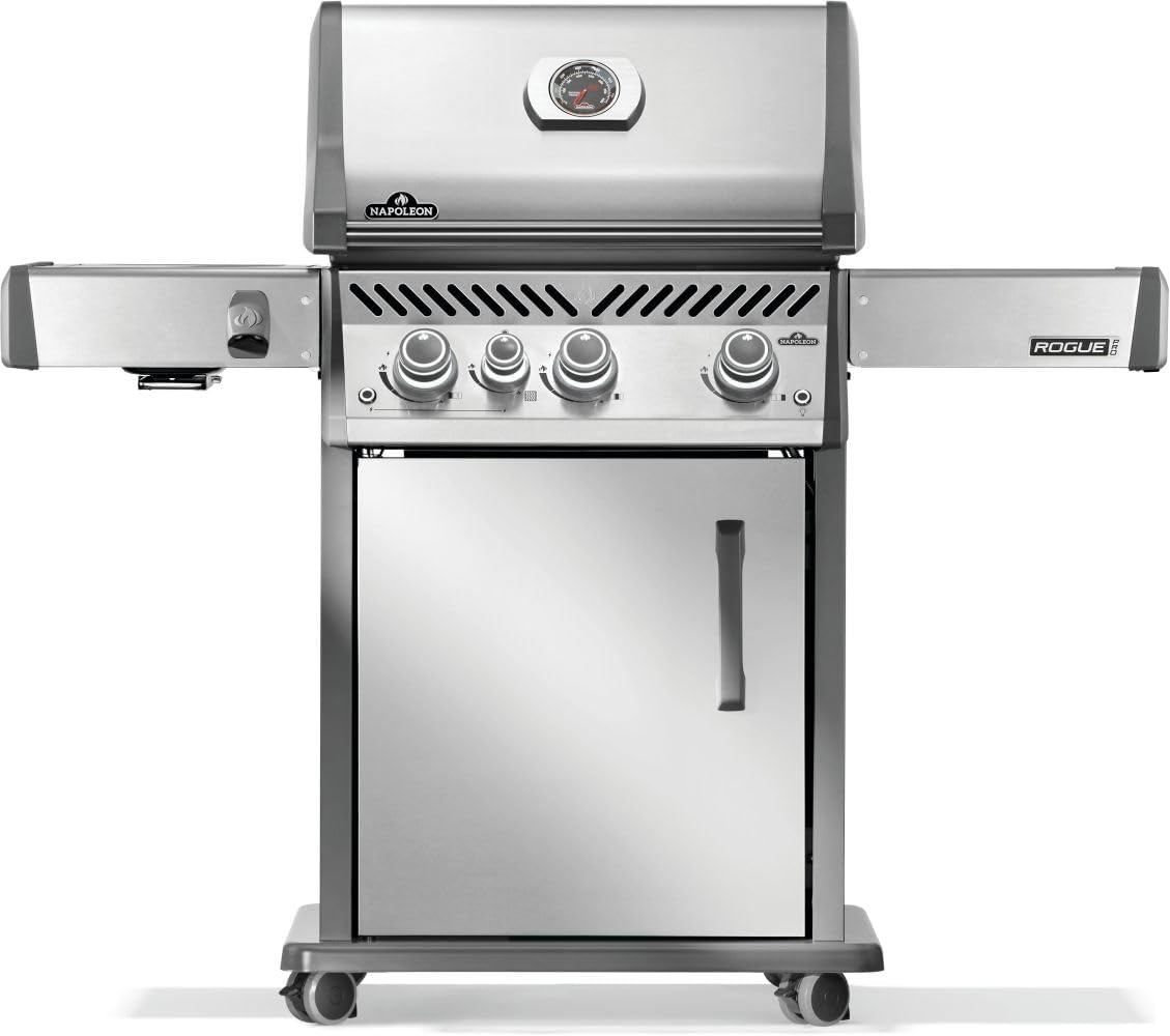 Napoleon Rogue PRO 625 Propane Gas Grill with Infrared Side Burner, Stainless Steel, Durable 6-Burner Gas BBQ