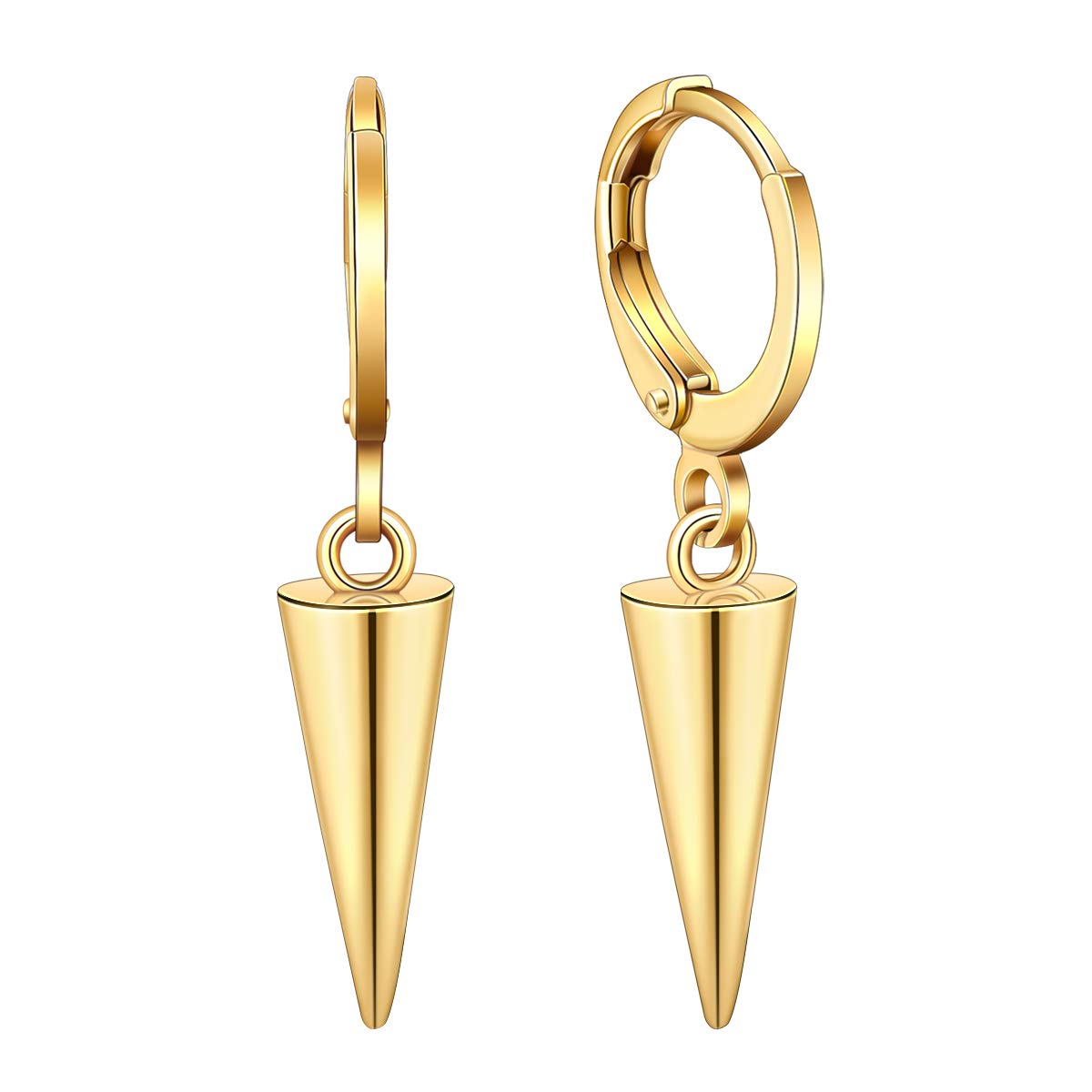 Ldurian Cross Spike Punk Earrings for Women - Lock Punk Hamsa Hand Drop Dangle Earrings - 14K Gold Plated CZ Starfish Huggie Drop Earrings