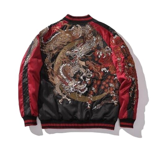 USTZFTBCL Heavy Industry Dragon Embroidery Autumn Baseball Uniform Jacket Embroidered Coat Youth Trendy Casual Coats Couples