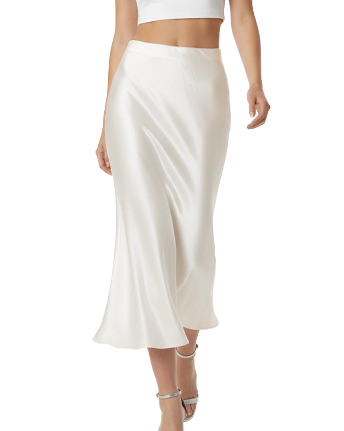 Womens Elegant Satin Skirt Long Silk High Waist Flared Cocktail Party Wedding Office Fishtail Maxi Skirts