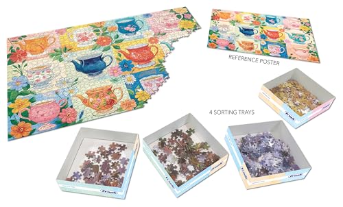 Image of Frank My Cups of Tea 1500 Piece Jigsaw Puzzle for Adults & Teenagers | Puzzle Game with Sorting Trays | Matte Finish Puzzle for Ages 15+ | Made in India | Puzzle for Kids & Adults