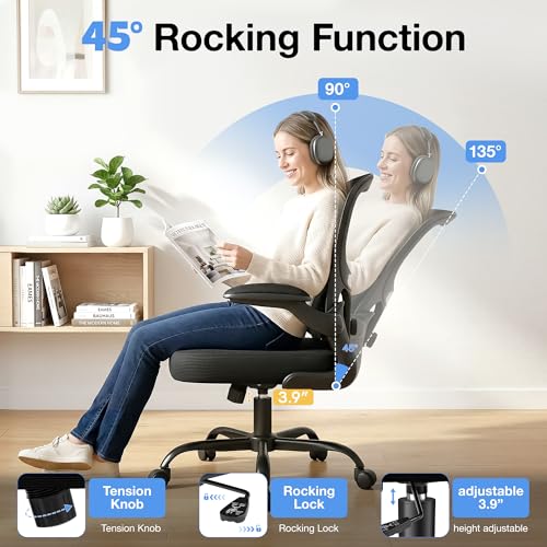 Image of ALLGOD Ergonomic Office Chair, Breathable Mesh Ergonomic Desk Chair with Adjustable Lumbar Support, Flip-up Armrests, Computer Chairs Comfortable for Home, Office, Work, 300lbs, Black (8Pack)