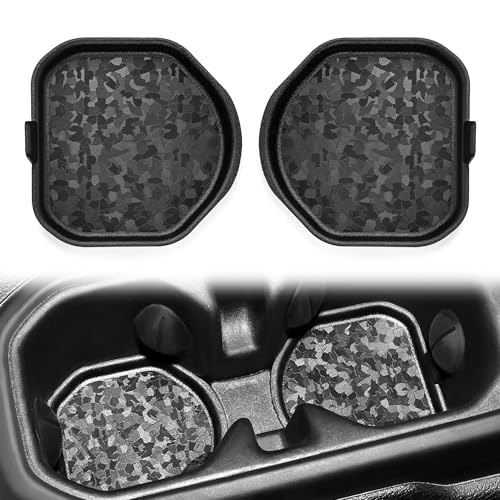 Car Cup Holder Insert for 2018-2025 Jeep Wrangler JL JLU 4XE/Gladiator JT Accessories Cup Holder Coaster, Original Exterior Design Mat Pad Non-Slip Liner (Front Seat)