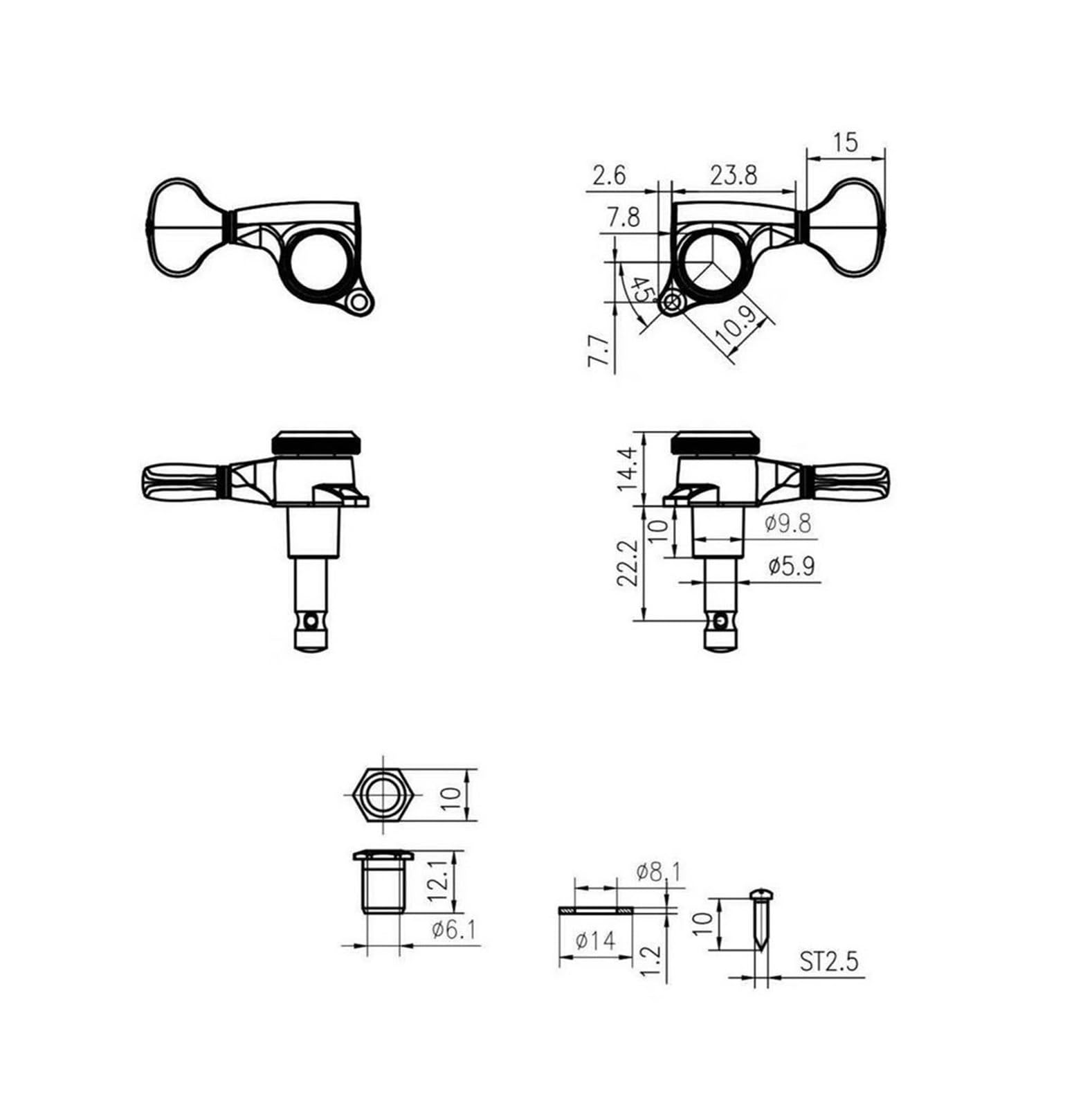 Gitarren Saiten Stimmgerät Gitarren-Mechaniken, Mechaniken, Chrom-Locking-Saiten-Stimmschlüssel, Stimmwirbel Für LP-E-Gitarren (Color : 3R3L)