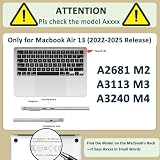 HLAAJJX Etui na nowy Macbook Air 13 Cali M4 M3 M2 2025 2024 2023 2022 A2681 A3113 A3240, Ultra cienka plastikowa twarda obudowa i torba i osłona klawiatury, mózg