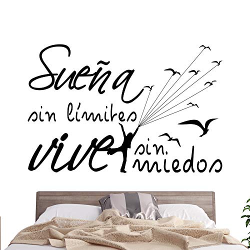 Docliick Vinilos de pared decorativo con frase decorativa motivadora 'SUEÑA SIN MIEDOS VIVE SIN..' Pegatinas decorativas...