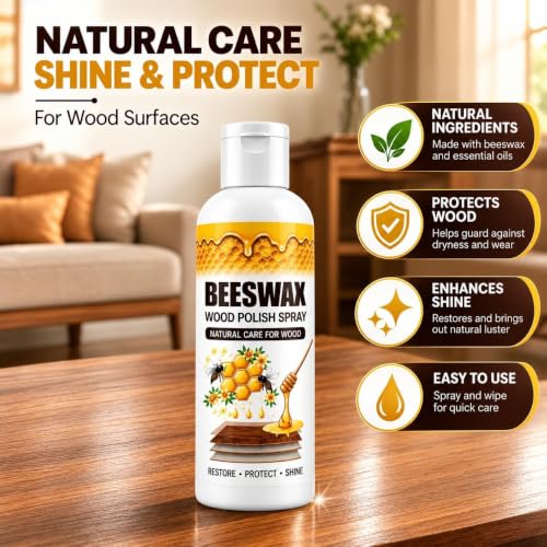 Image of Beeswax Furniture Polish Spray 100ml | Natural Wood Polish & Cleaner | Restores Shine, Protects & Conditions Wooden Furniture | For Tables, Chairs, Doors, Cabinets, Floors (Pack Of 1)