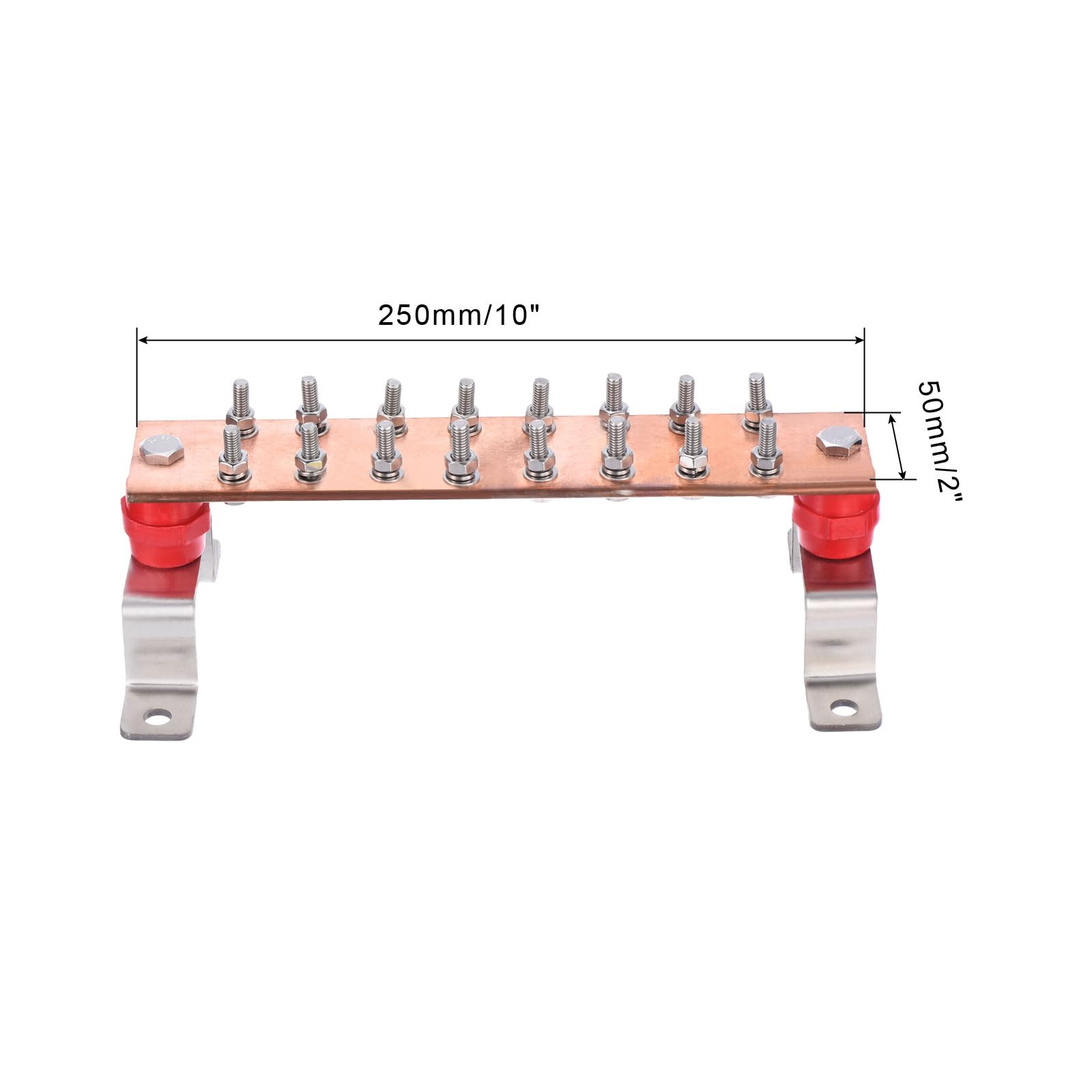 QUARKZMAN 1 Set de Barra de Tierra de Cobre Montada En La Pared de 10" X 2" X 1/5" Con 16 Posiciones de Terminal - Kits de Barra de Tierra de Cobre